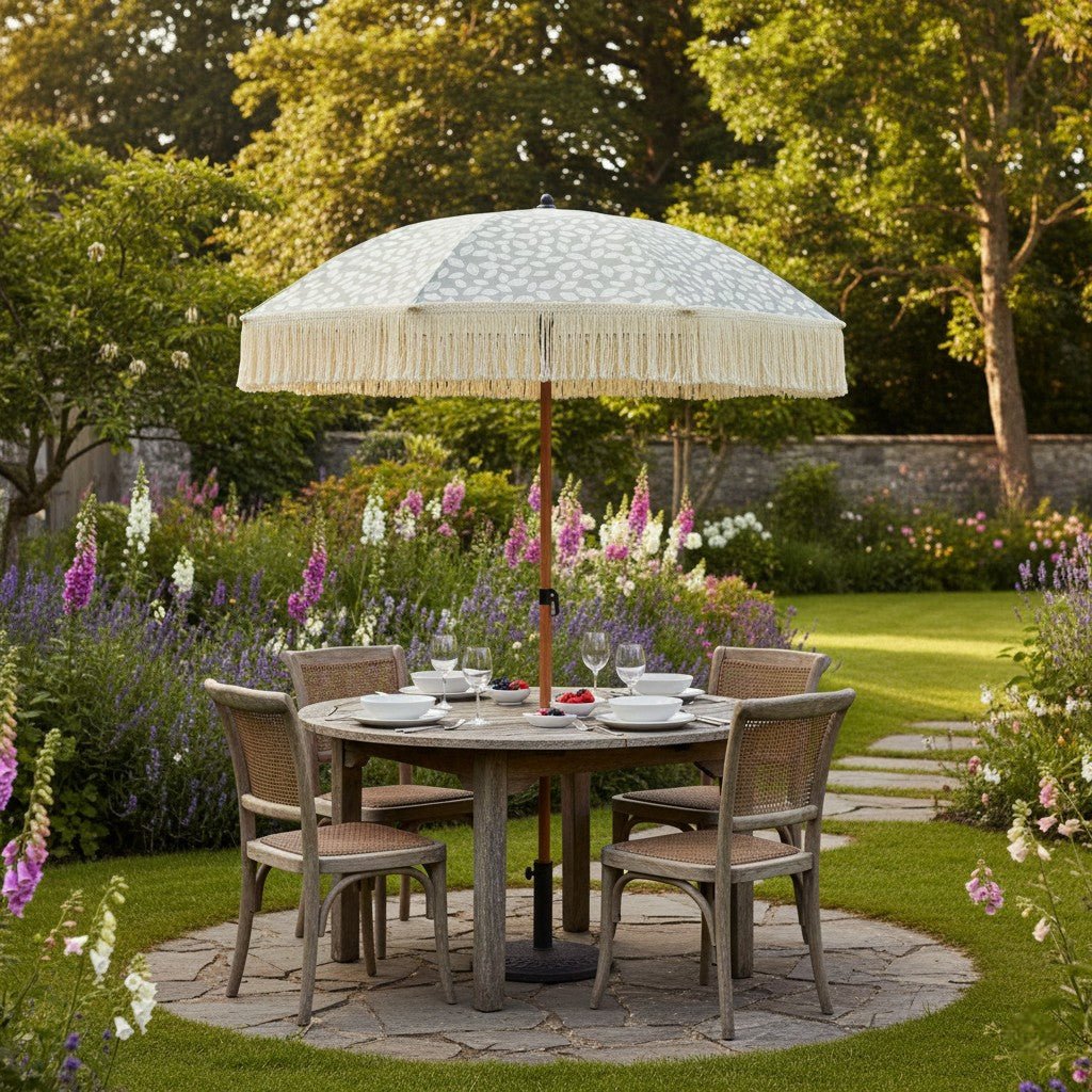 1.8m Sage Leaf Fringed Parasol - Image 2