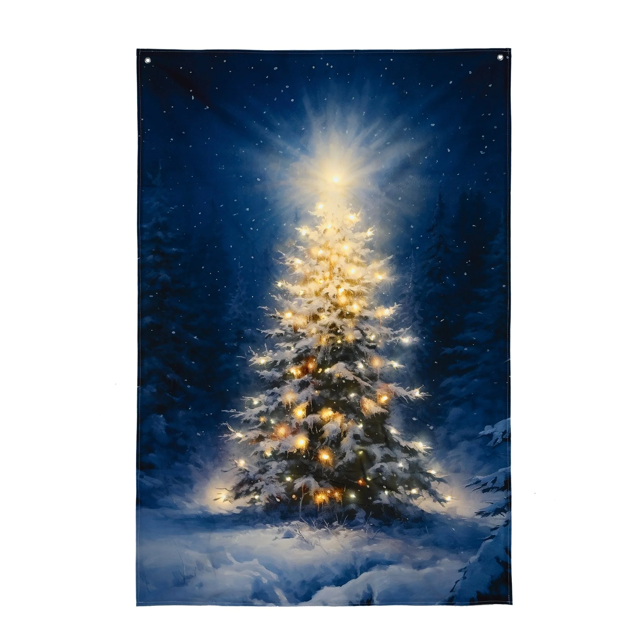 1 x 1.45m USB Lit Christmas Tree Hanging Fabric Banner