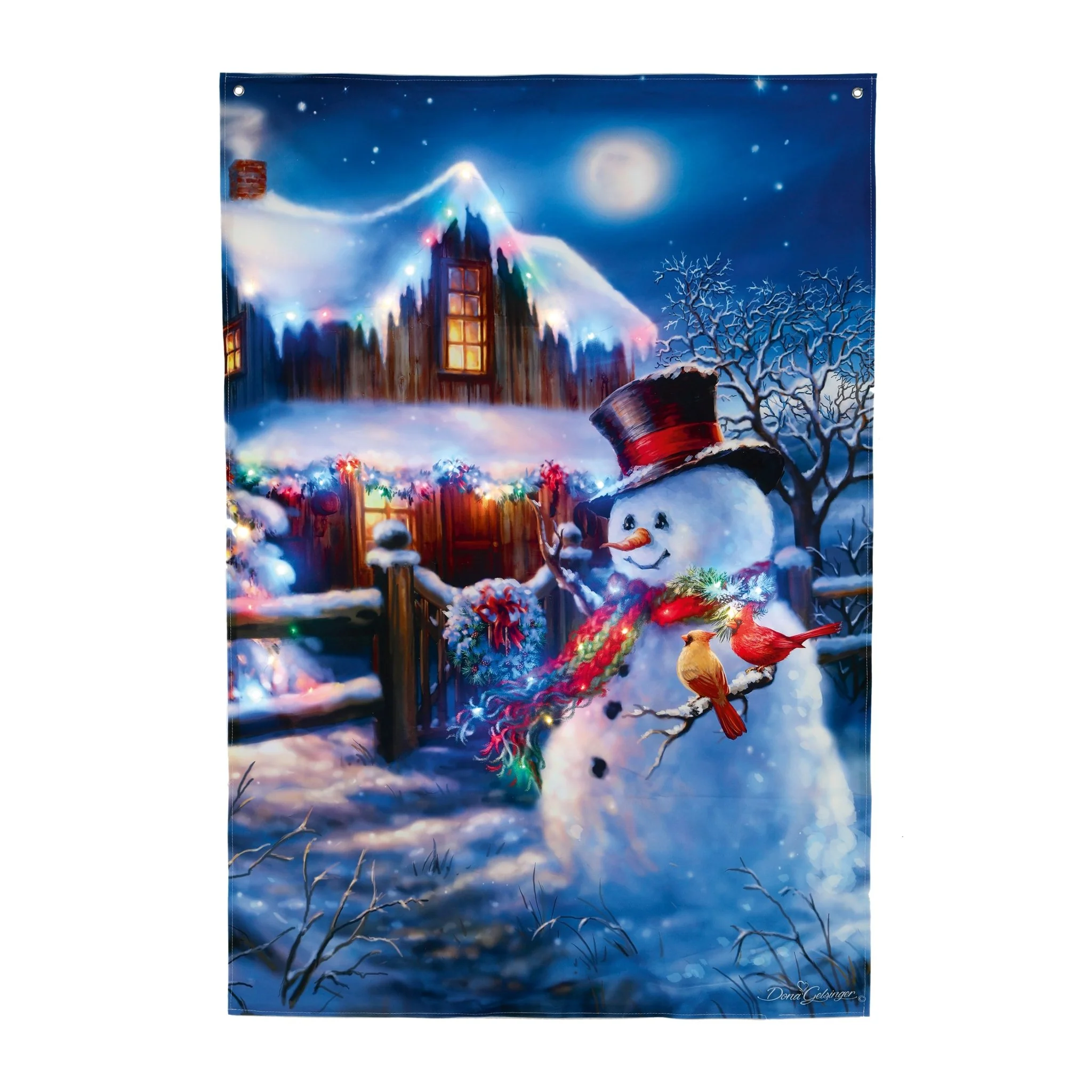 1 x 1.45m USB Lit Snowman Hanging Fabric Banner