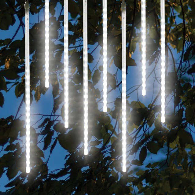 10 Piece LED Meteor Shower String Lights Mains Operated - Image 8