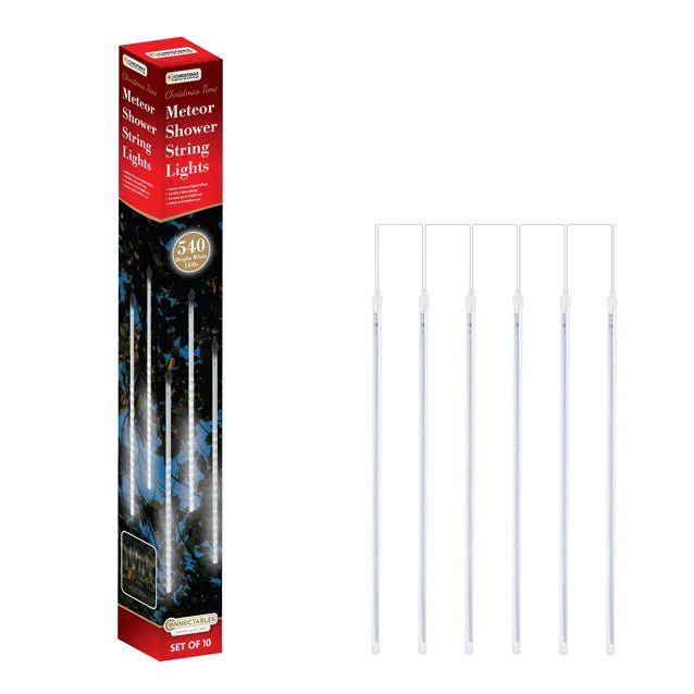 10 Piece LED Meteor Shower String Lights Mains Operated - Image 9