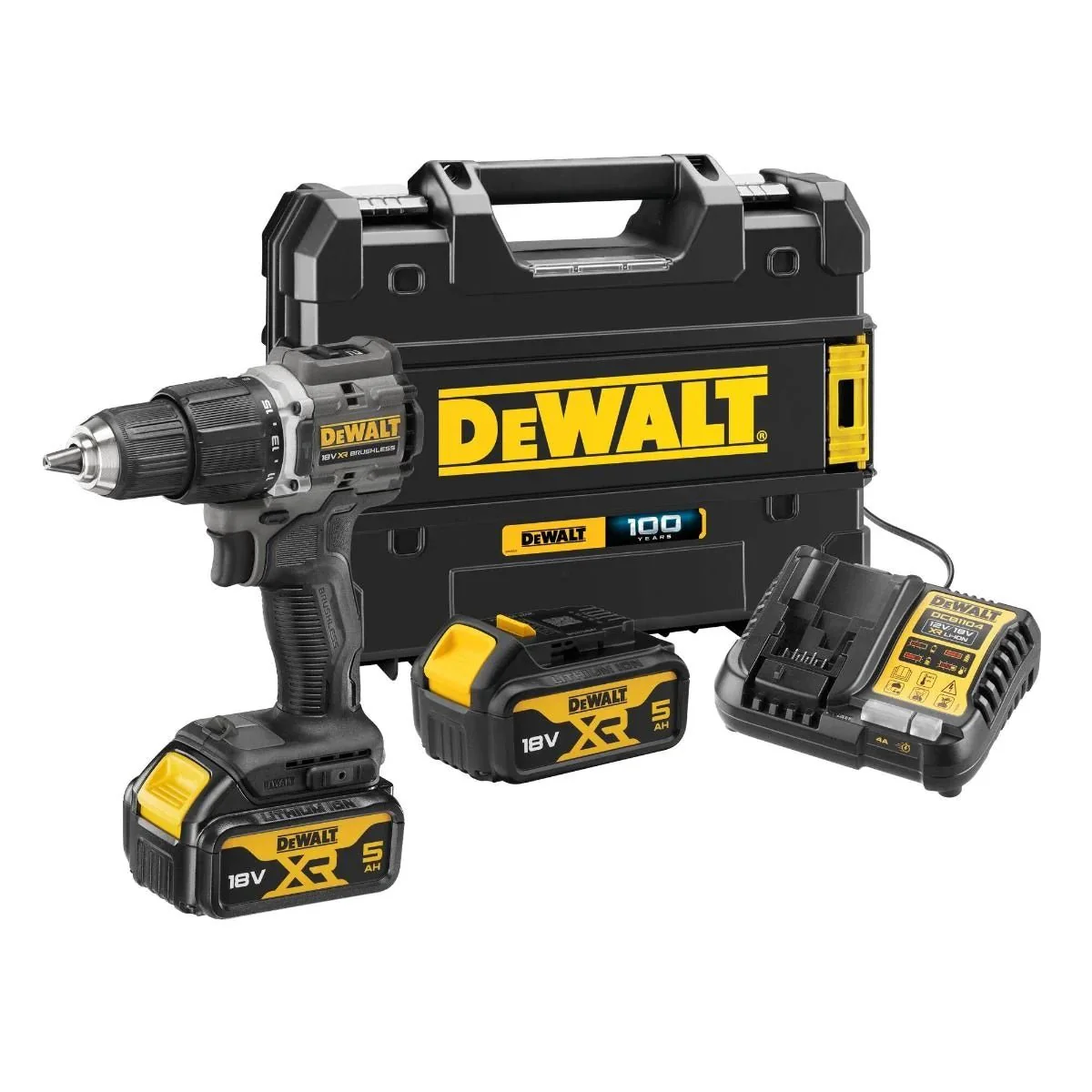 100th Anniversary DeWalt Combi Drill 2x5Ah Li-Ion 18V Brushless