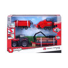 10Cm Massey Ferguson 8740S Farm Tractor With 3 Trailers