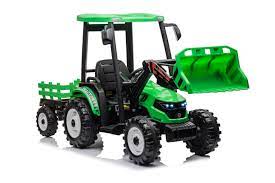 12V Ride On Tractor W/ Roof Trailer & Excavator
