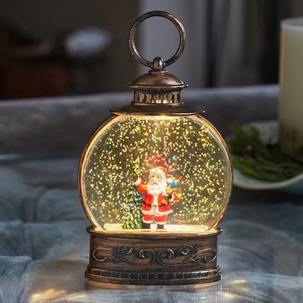 13cm SnowSwirl SantaDecor Lantern Battery Operated