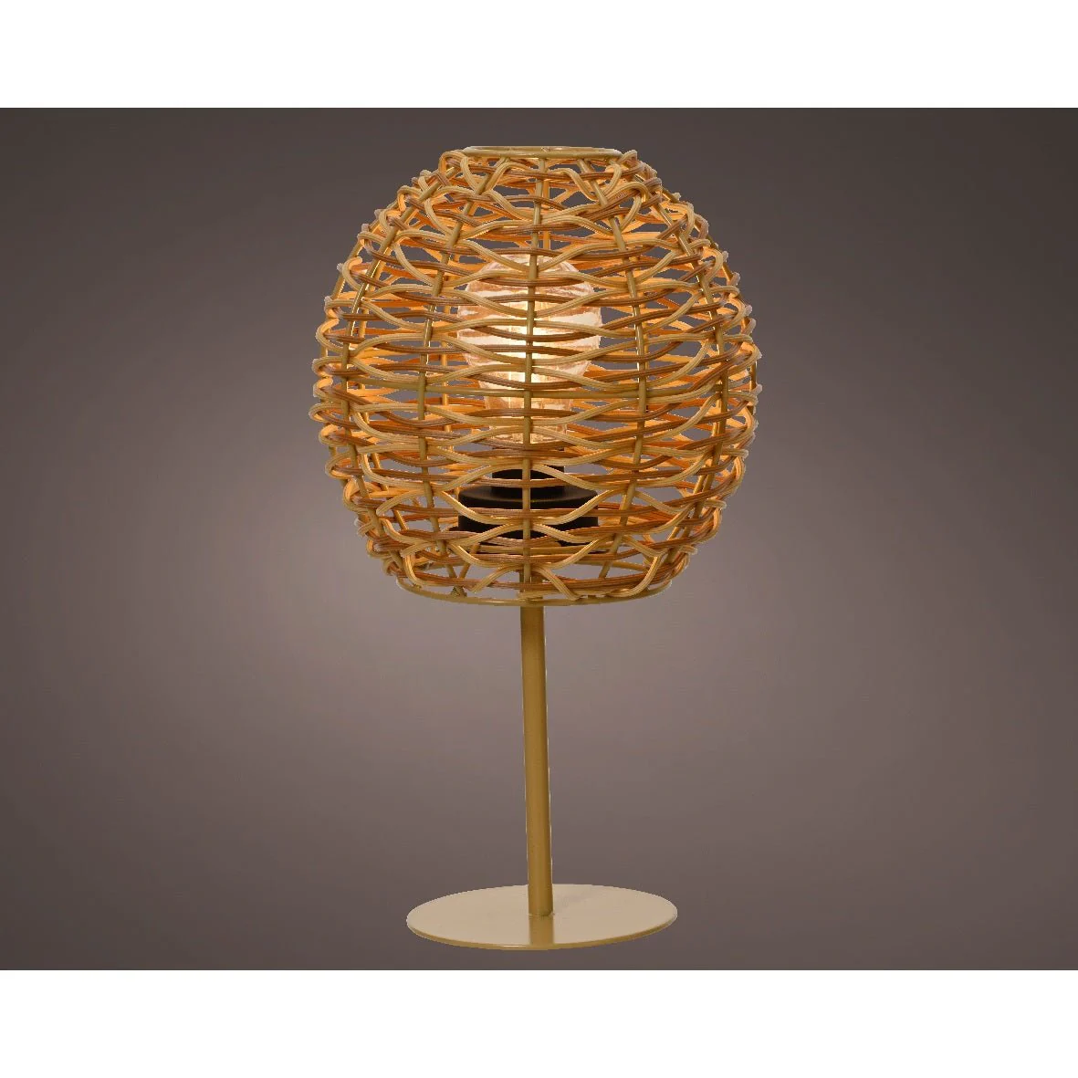 18cm Natural Wicker Battery Operated Outdoor LED Table Lamp