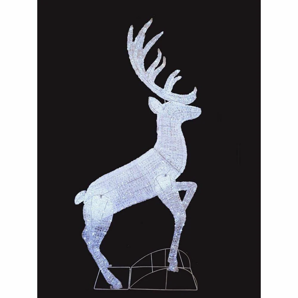 2.25m (8ft) Ice White 1000 LED Soft Acrylic Standing Reindeer