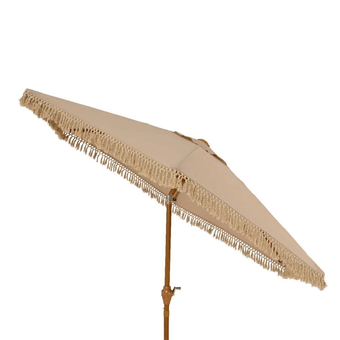 2.2m Crank & Tilt Garden Umbrella Parasol Taupe - Image 2