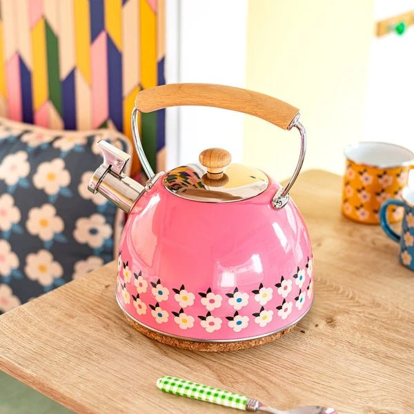 2.5L Whistling Kettle Stainless Steel – Rose Pink - Image 3