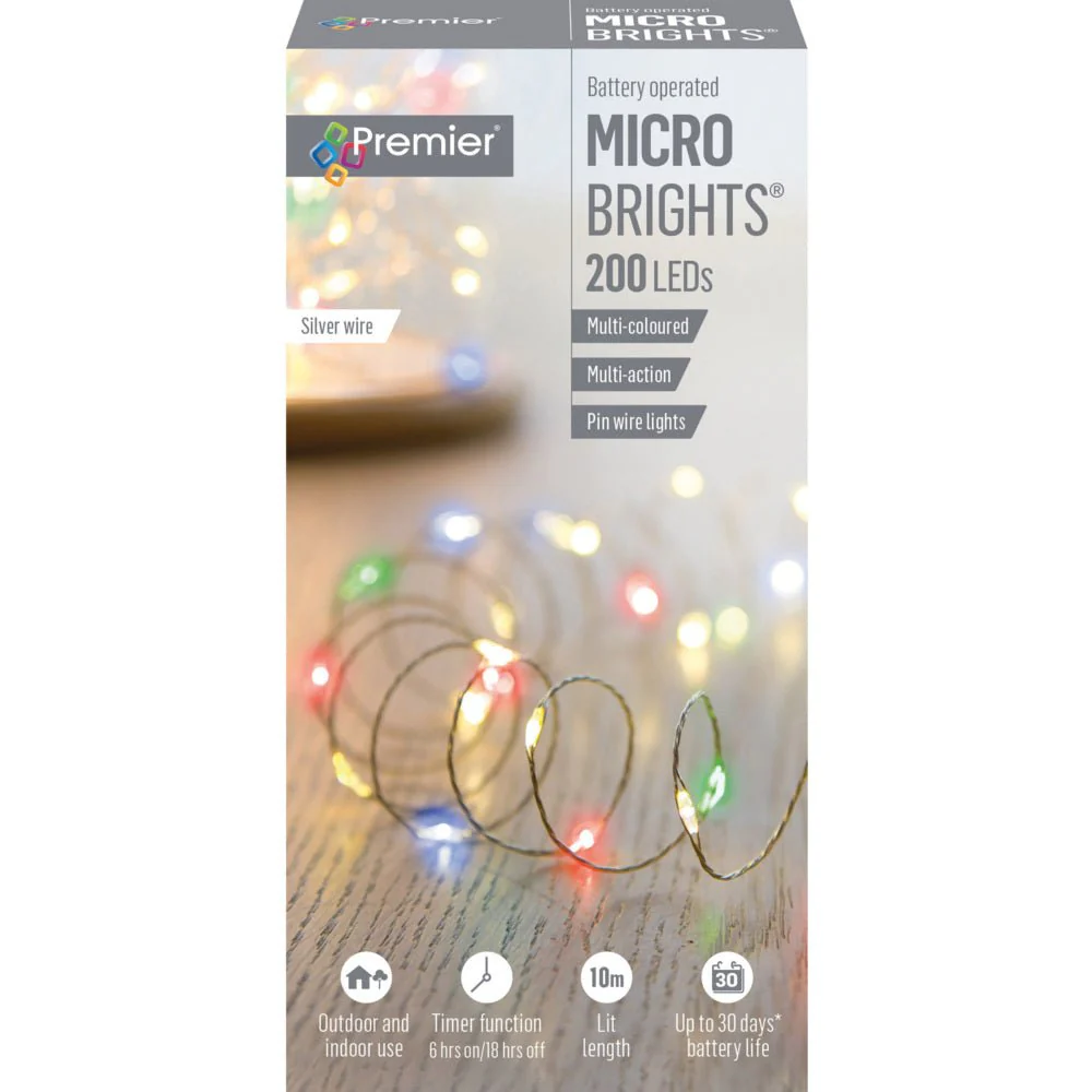 200 Led Battery Operated Multi | Action Microbrights | M/Coloured