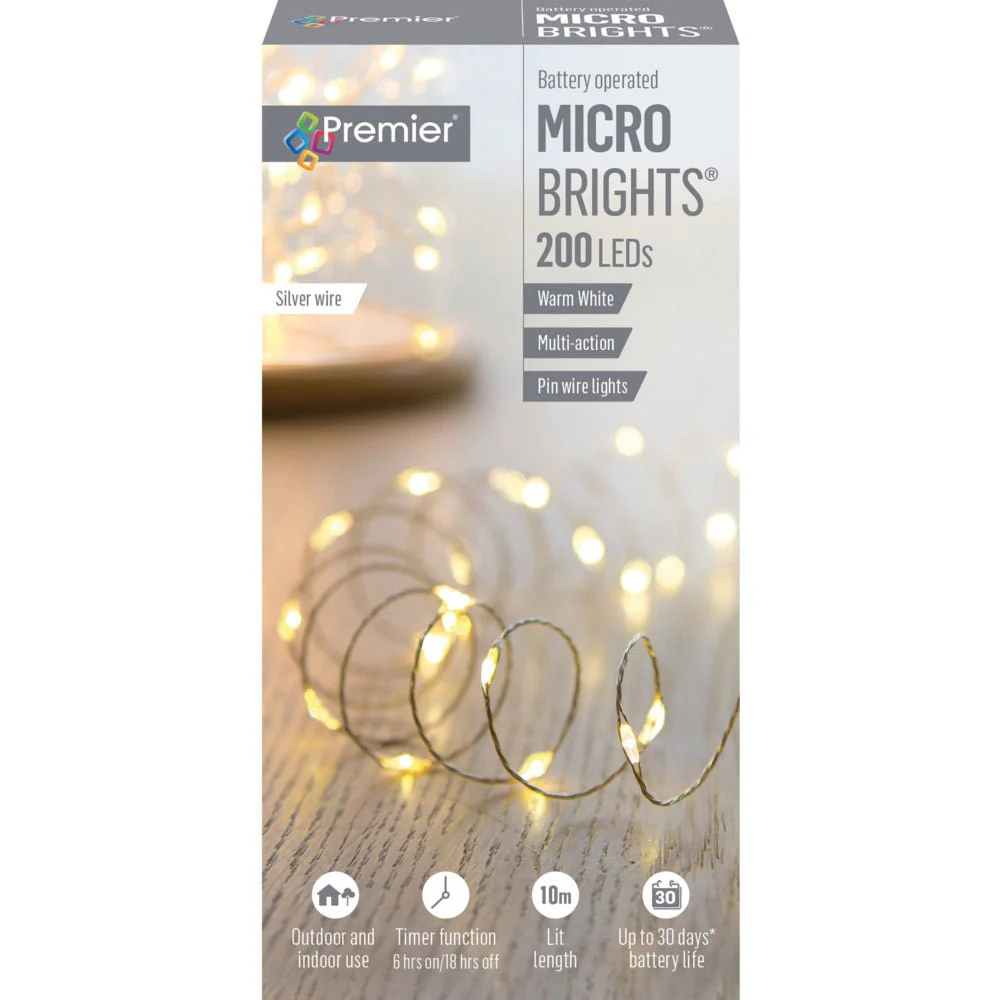 200 Led Battery Operated Multi | Action Microbrights | Warm White