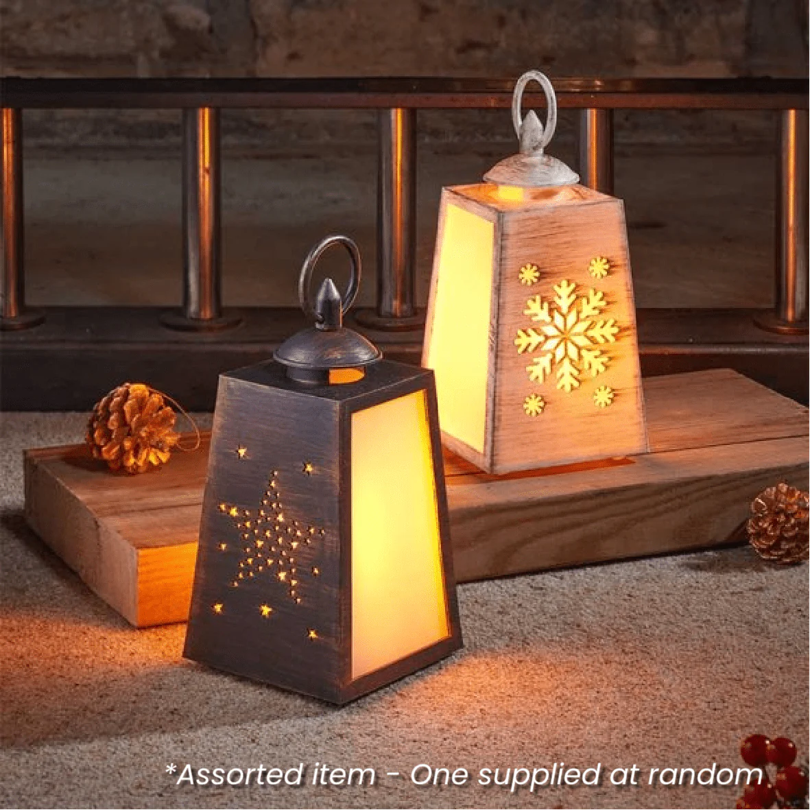 20cm Flickering Festive Lantern Assorted - One Supplied*