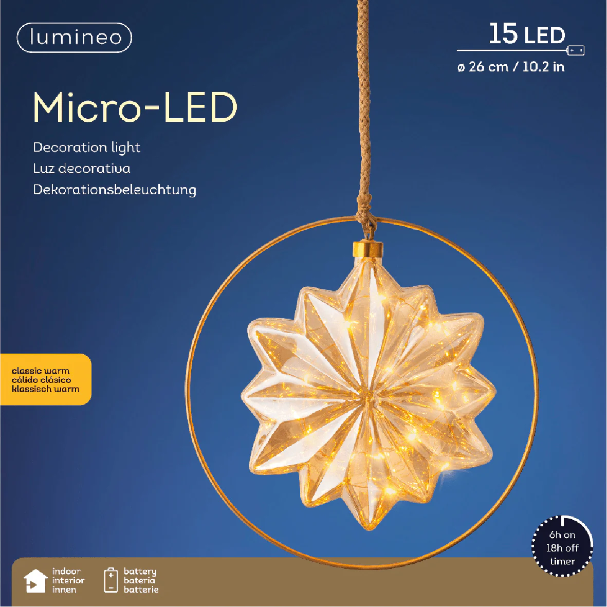 26cm Battery Operated Amber/Classic LED North Star - Image 3