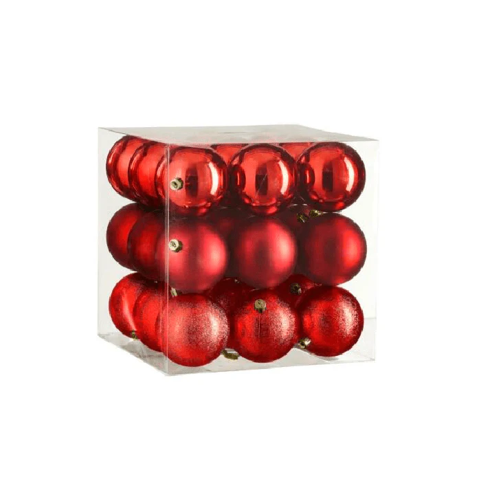 27pc Red Unbreakable Baubles 8cm
