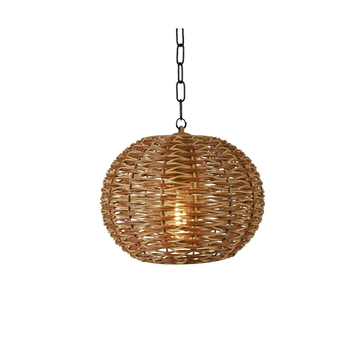 28cm Natural Wicker Battery Operated Outdoor Pendant Light - Image 2