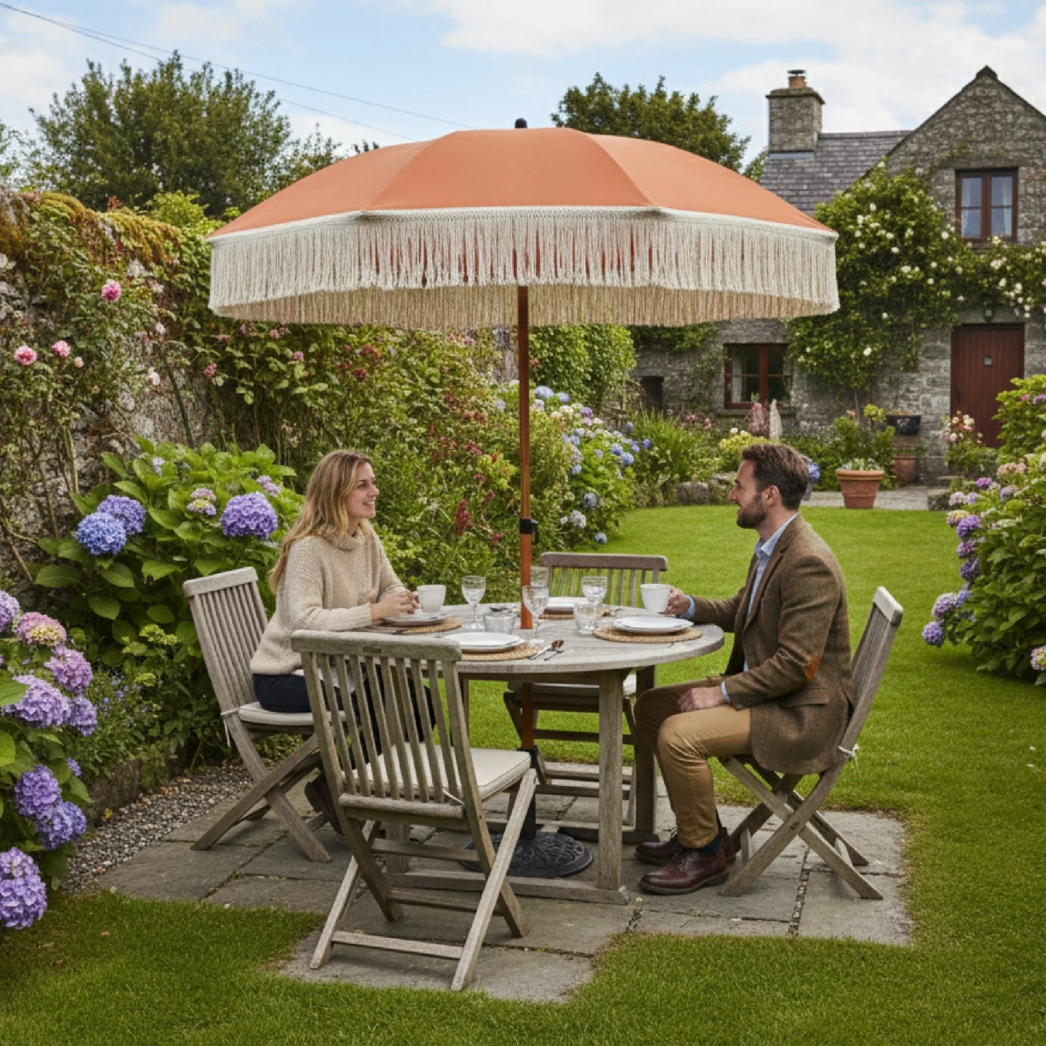 2m Fringed Parasol – Terracotta - Image 2