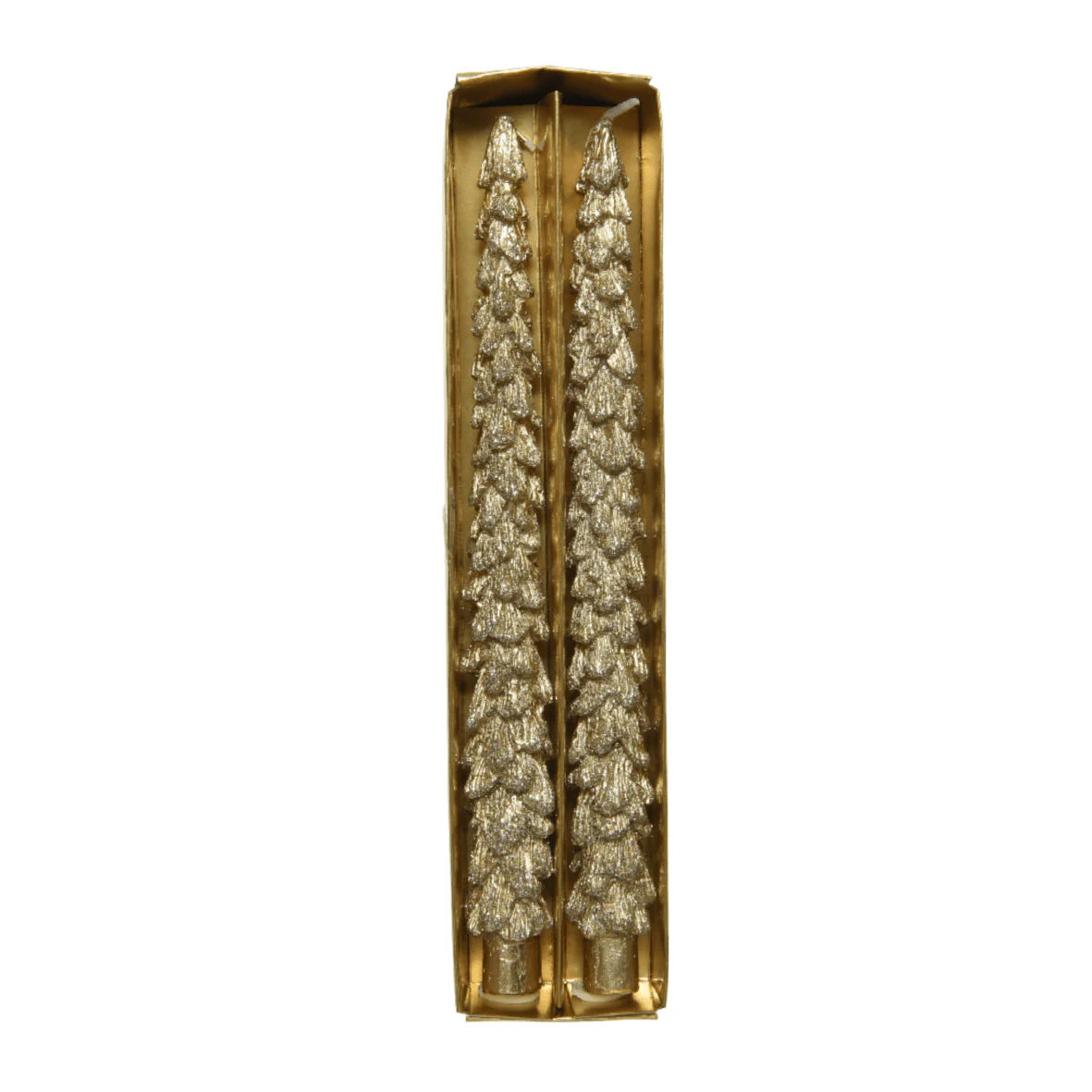 2pk Glitter Tree Christmas Dinner Candles Gold - Image 2