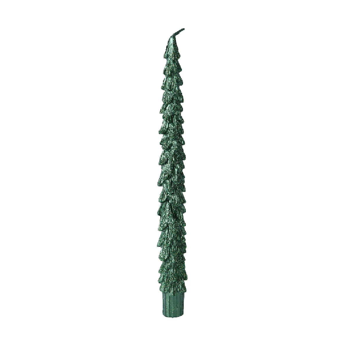 2pk Glitter Tree Christmas Dinner Candles Pine Green - Image 2