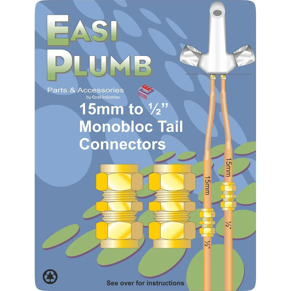 2Pk Monobloc Tail Connectors 15Mm To 1/2In Ep3