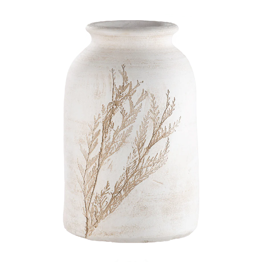 30cm Cream Leaves Ceramic Vase (For Dried Flowers Only)