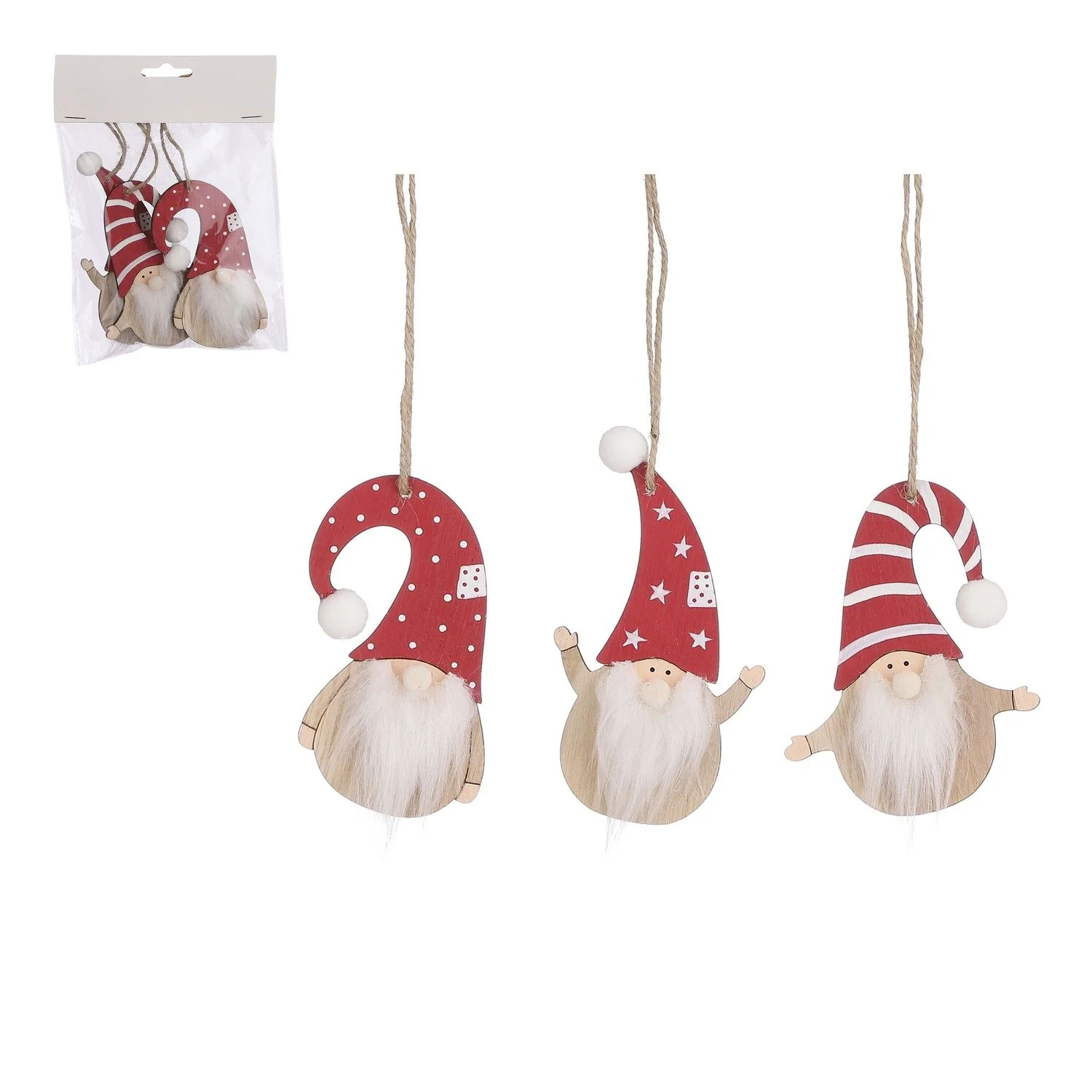 3pk Ornamental Santa Hanging Decoration