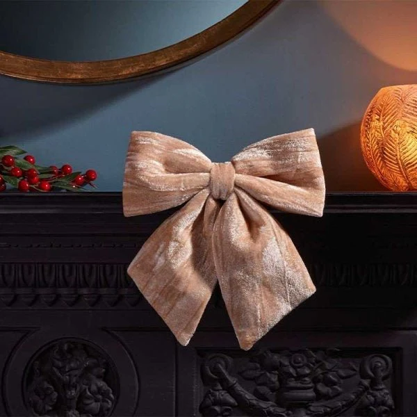 44cm Velvet Bow - Champagne