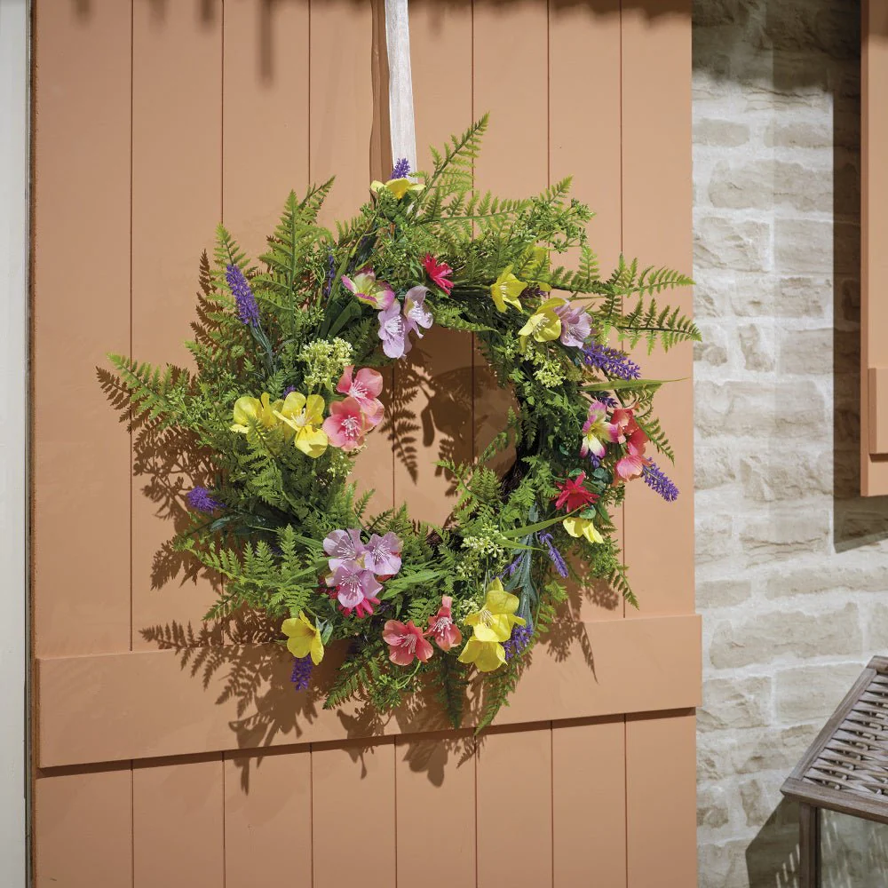 55cm Peach Blossoms & Lavender Door Wreath