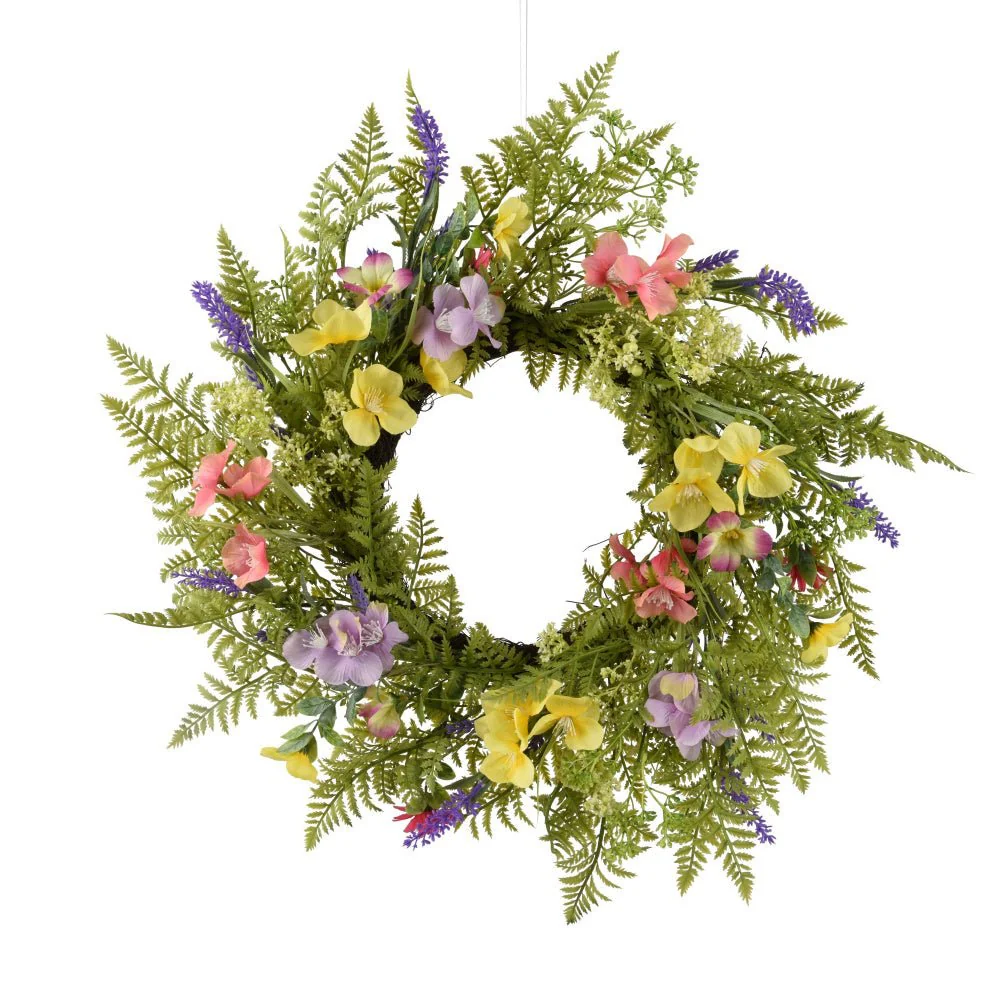 55cm Peach Blossoms & Lavender Door Wreath - Image 2