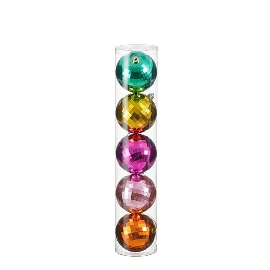 5pc Bauble Unbreakable Gold Green Pink Orange Fuchsia 15cm