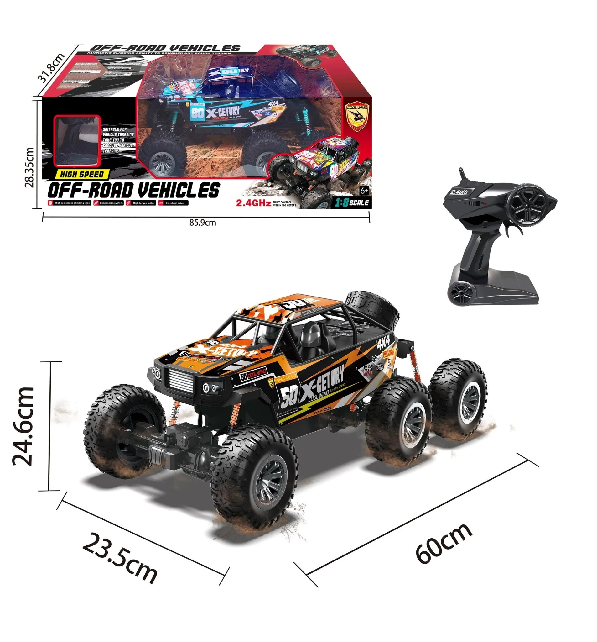 6 Wheel Remote Control Off Road Vehicle 1:8 - Image 2