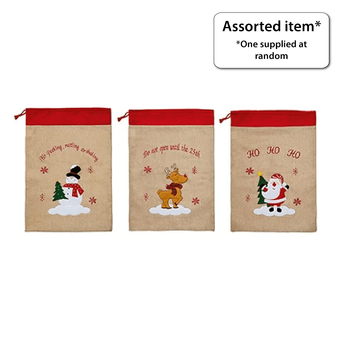 70x50cm Jute Look Santa Sack - One Supplied