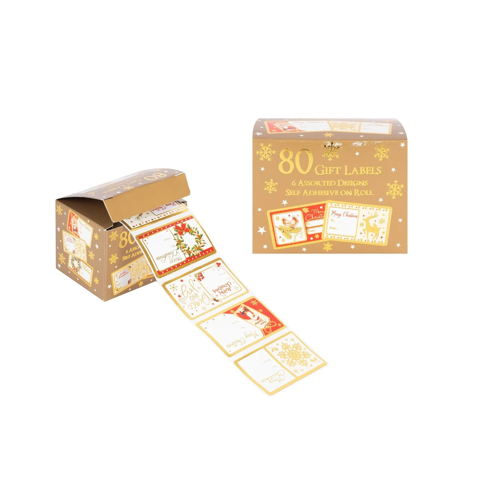80 Pack Self-Adhesive Traditional Gift Labels on Roll
