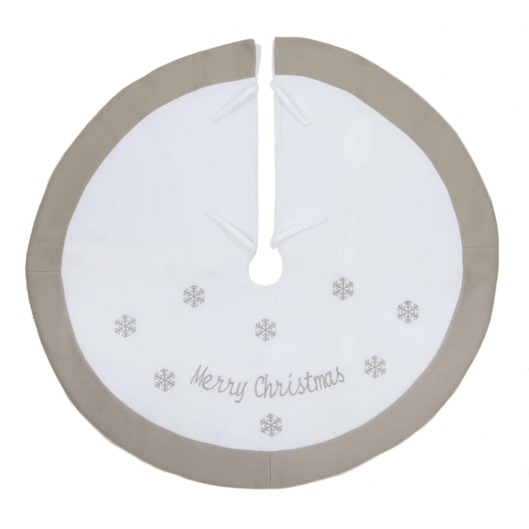 90cm White and Grey Merry Christmas Tree Skirt