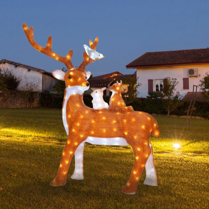 95cm Acrylic Standing Brown Reindeer 140LED