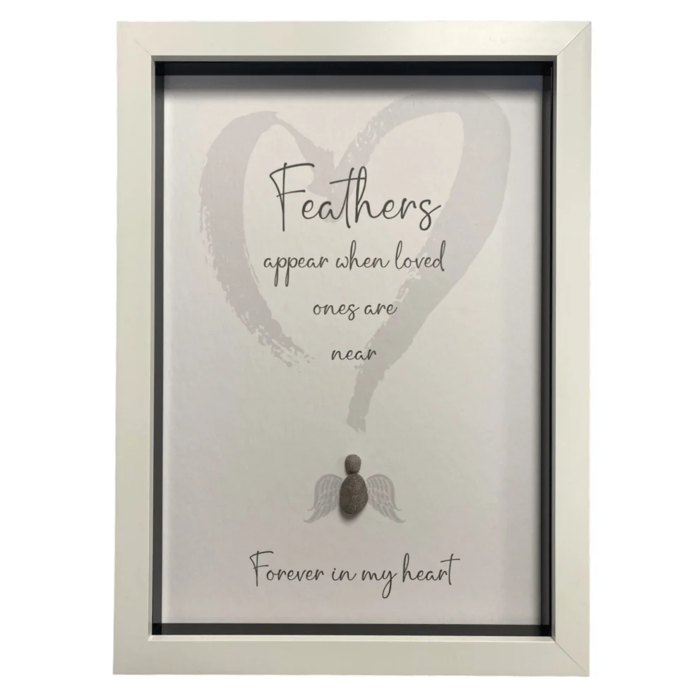 A4 Pebble Art Feathers Appear when Loved Ones are Near - White