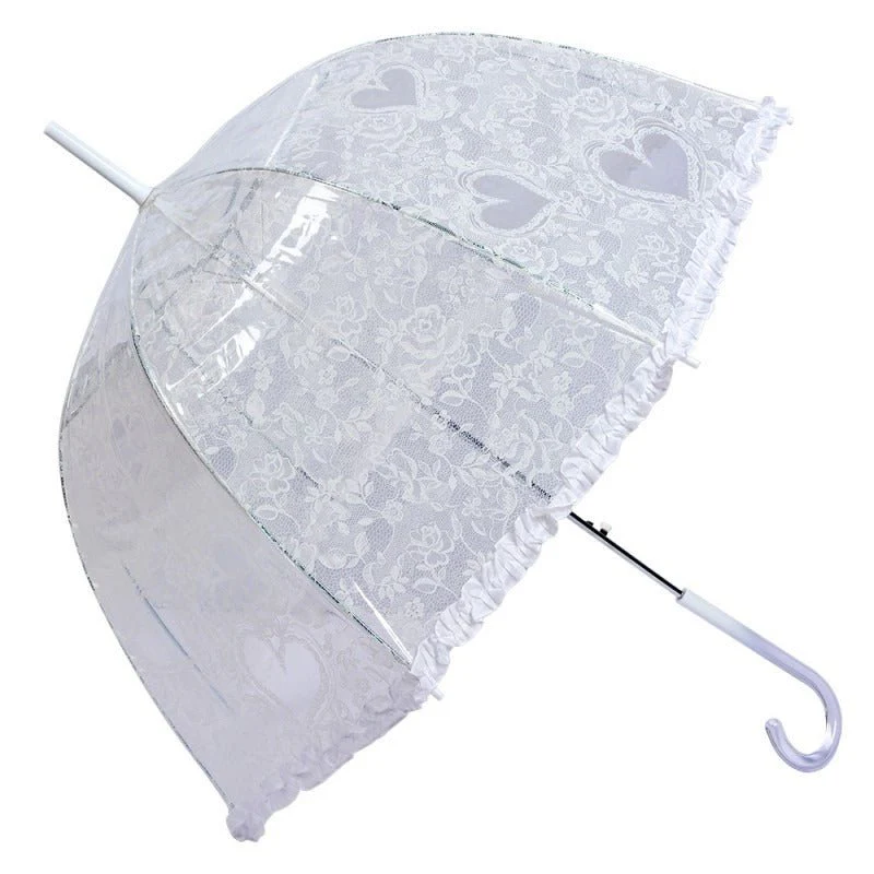 Adult Umbrella 60cm Transparent Plastic Hearts Round