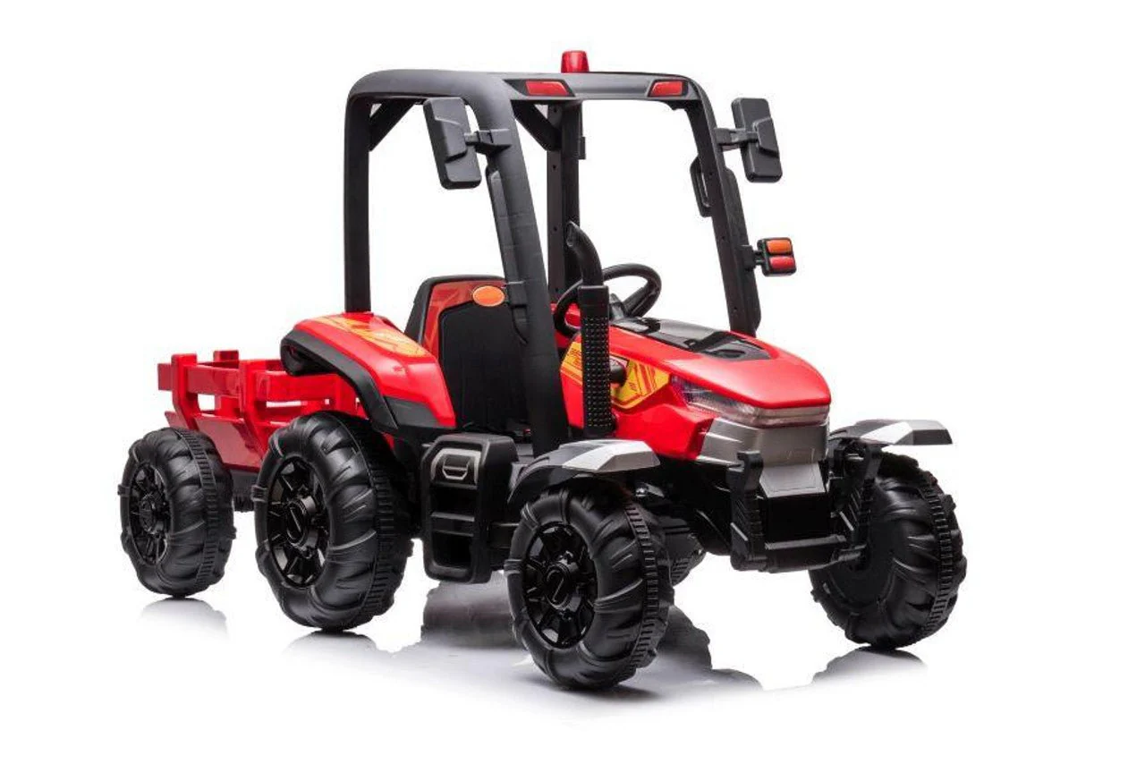 AgriPower 24V Electric Ride On Tractor with Trailer - Red - Image 3