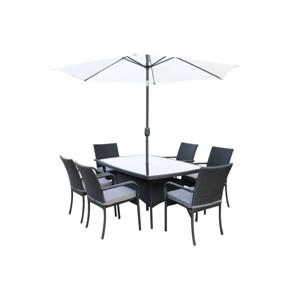 Sienna 6 Seater Rectangular Rattan Furniture Set - 1.6m - Image 2
