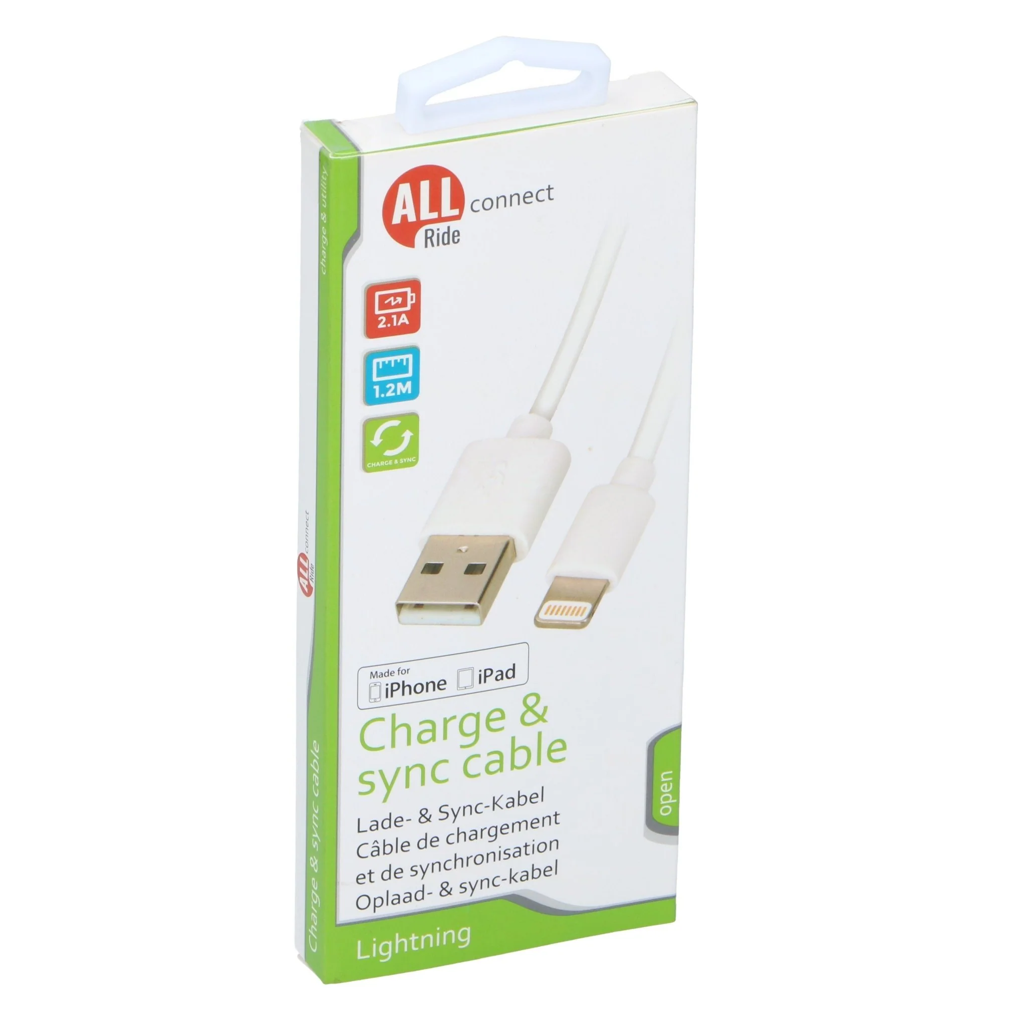 ALL RIDE Charge and Sync Lightning USB Cable 1.2m