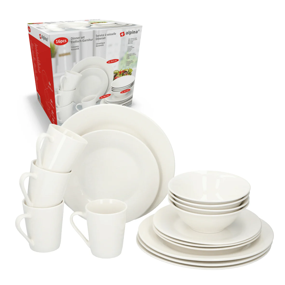 Alpina 16pc White Dinner Set