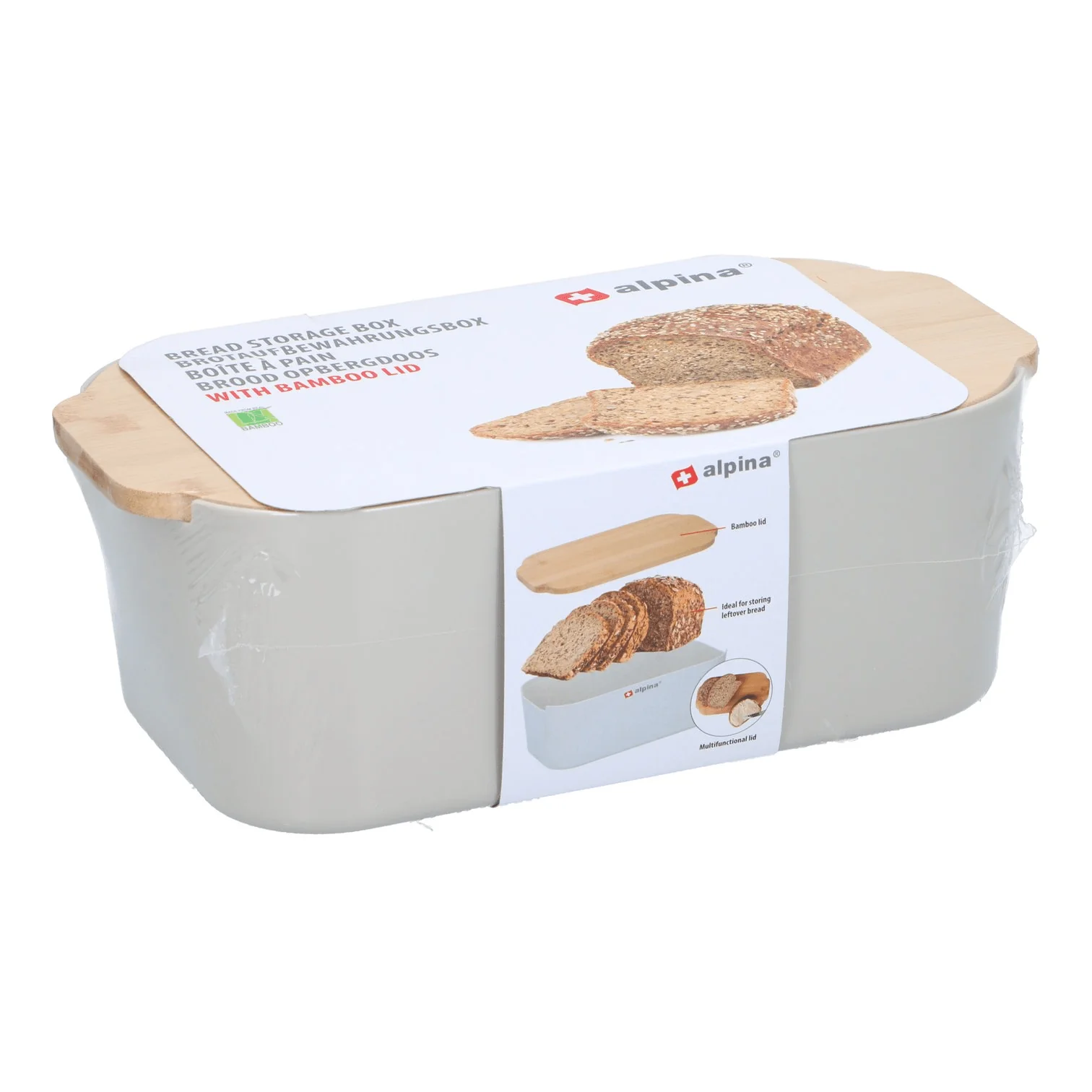 ALPINA Bread Storage Box 650g 33cm With Bamboo Lid - Image 2