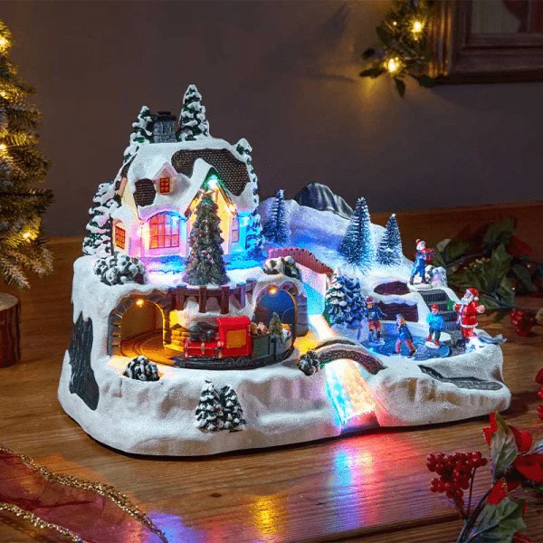 Alpine Animated Christmas SnowScene Decoration