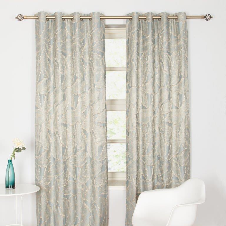 Alsace 90" x 90” Lined Eyelet Curtains Aqua - Image 2