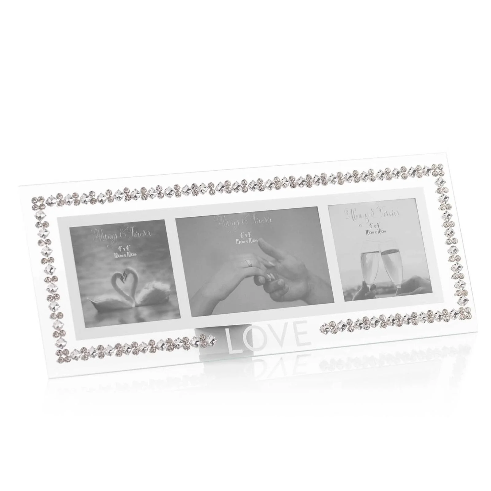 Always & Forever Crystal Border Triple Frame 'LOVE'