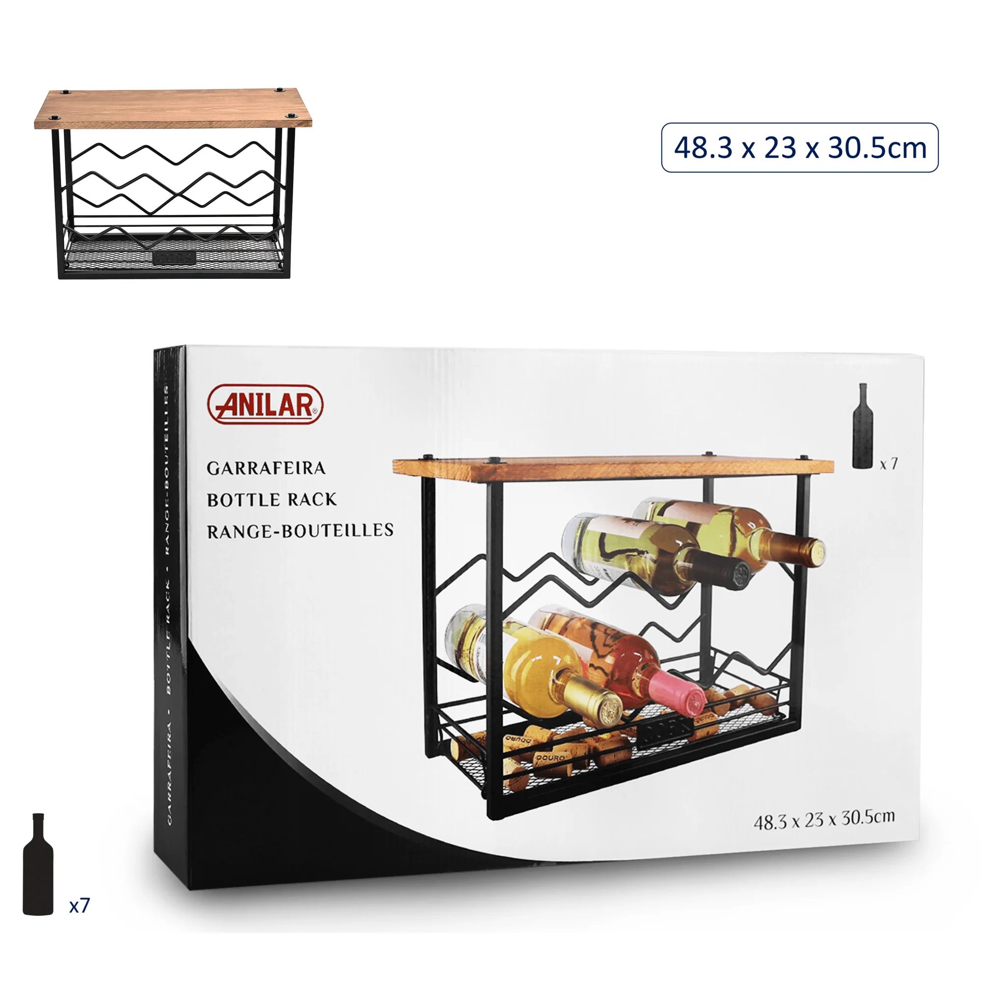 Anilar 7-Bottle Zig-Zag Wine Rack