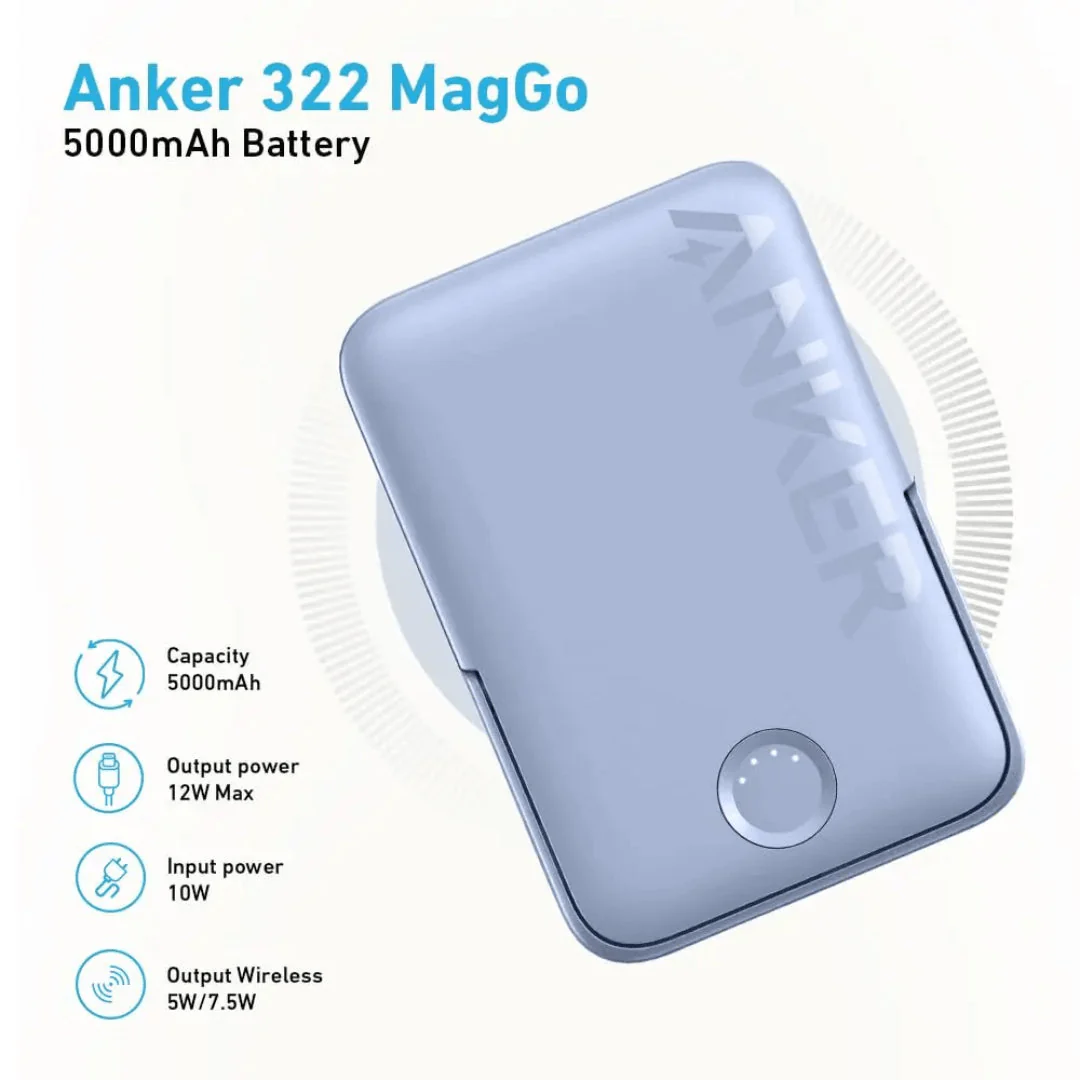 Anker 322 MagGo Wireless Power Bank 5000mAh 7.5W - Black - Image 5