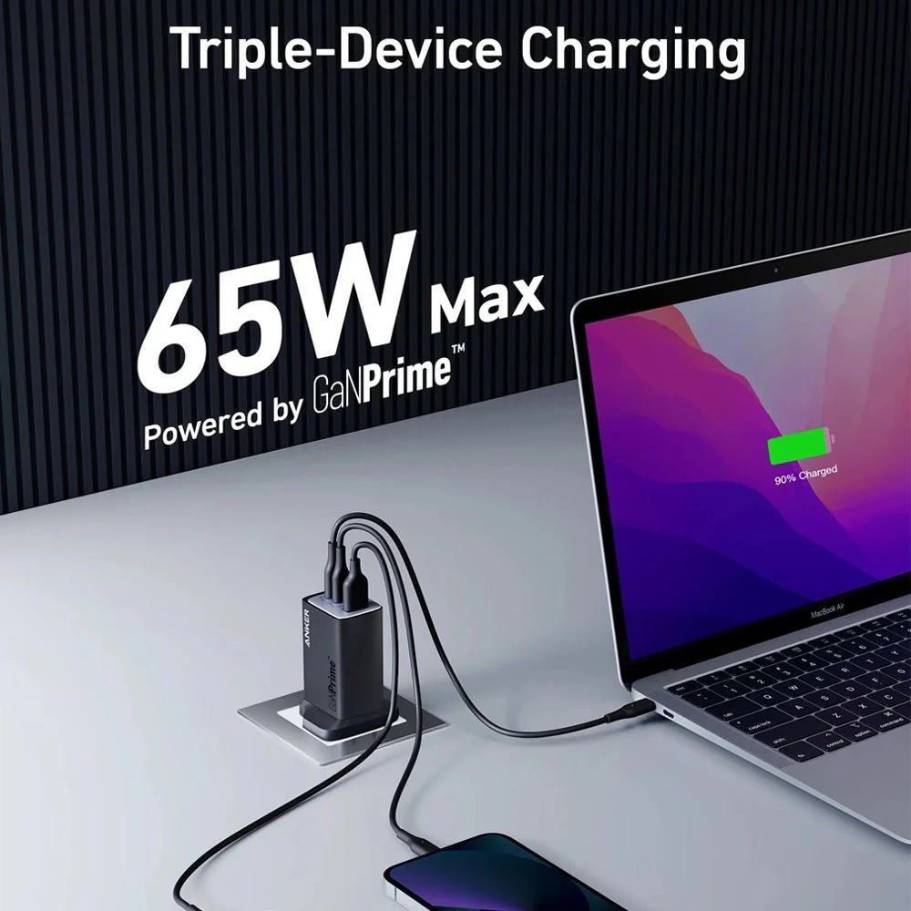 Anker 735 Charger 3 Port GaNPrime 65W USB C USB A | A2668211 - Image 4