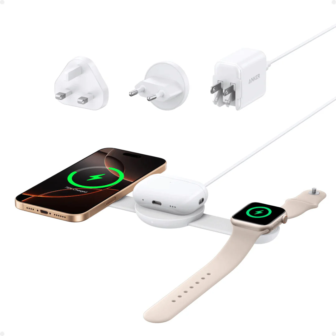 Anker MagGo 3 in 1 Wireless Charger Charging Pad Foldable - White - Image 2