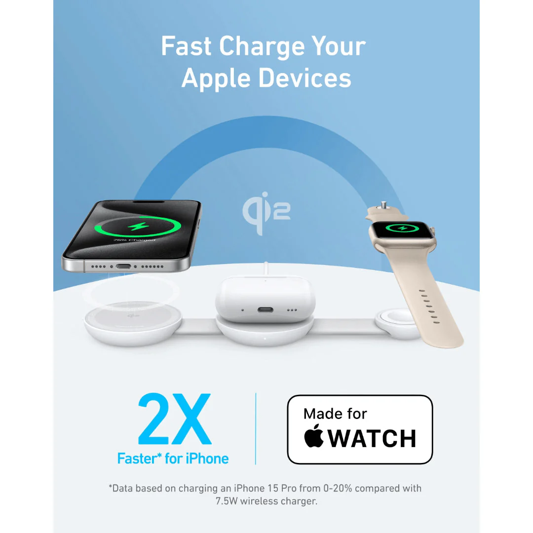 Anker MagGo 3 in 1 Wireless Charger Charging Pad Foldable - White - Image 6