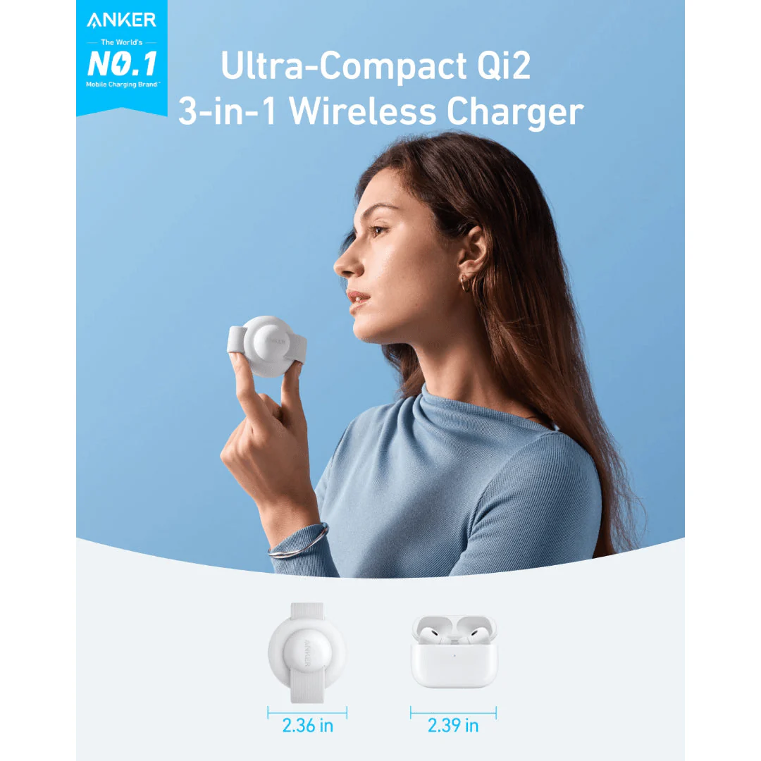 Anker MagGo 3 in 1 Wireless Charger Charging Pad Foldable - White - Image 7
